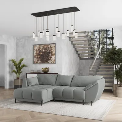 Produktbild von Masseno Ecksofa VESTANO L-S mit Schlaffunktion L-Form, Sofa mit Bettkasten, Wohnzimmersofa, Couch, Soffa, Bettsofa, Couchgarnitur- Grau, MATT VELVET 85