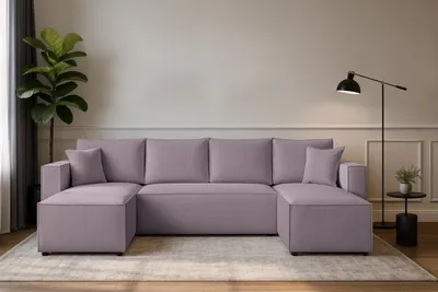 Produktbild von Couchgarnitur Eckcouch CAPRI U-Form, Schlaffunktion, CORD Stoff, Bettkasten und Seitenlehnen