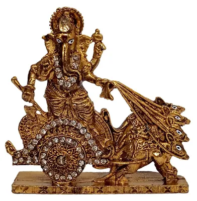 Ganesha-Idol auf Mauswagen, Metall, 6,3 x 1,3 x 6,9 cm