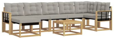 Produktbild von vidaXL Outdoor-Sofagarnitur mit Kissen 8 pcs Weiß und Hellgrau