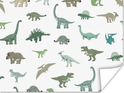 Produktbild von MuchoWow® Poster Dinosaurier - Grün - Jungen - Braun - Kind - Muster 120x90 cm - Wandbild