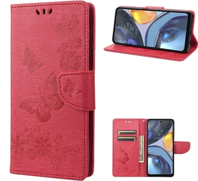 Produktbild von König Design Hülle kompatibel mit Motorola Moto G22 Kunstleder Handyhülle - Handy Case Rot