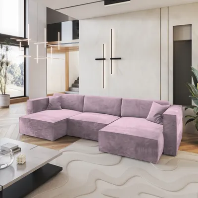 Produktbild von Masseno Ecksofa SARMO M mit Schlaffunktion U-Form, Sofa mit Bettkasten, Wohnzimmersofa, Couch, Soffa, Bettsofa, Couchgarnitur- Lila, MONOLITH 62