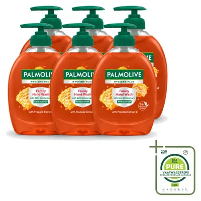 Obrázok produktu pre 6 kusov mydla Palmolive Hygiene Plus Family na ruky – 300 ml – veľké balenie