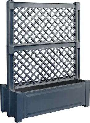 Produktbild von KHW Pflanzkasten, Kunststoff, Anthrazit, 100x43xH 140 cm, rechteckig, mit Zentralpalier, witterungs- & UV-beständig, für Außenbereich, Wind- & Blickschutz, 110 L, Stecksystem