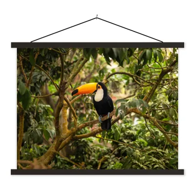 Produktbild von MuchoWow® Textilposter Vogel - Tukan - Dschungel - Natur - Tropisch 40x30 cm mit schwarzem Rahmen - Dekorationen
