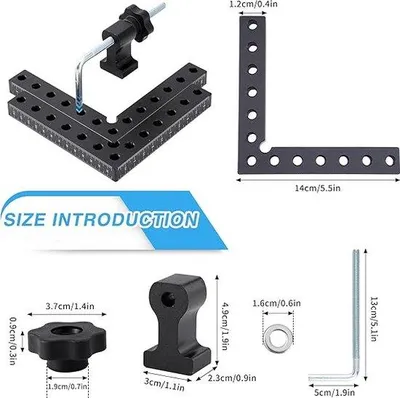 Imagen del producto de Famanu: Mordaza angular para herramientas de carpintería, fabricada en aleación de aluminio, resistente a la corrosión