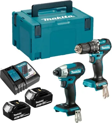 Produktbild von Makita DLX2414JX4, Kabelloser Schlagbohrschrauber, Akku-Schlagschrauber, Schwarz, Blau, 40 Nm, 1700 RPM, 25500 BPM, 94 dB