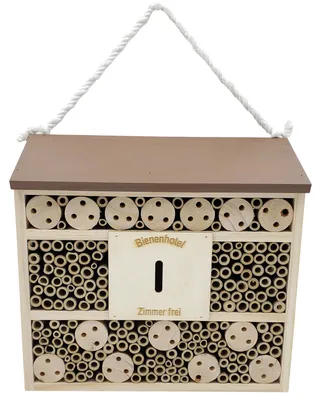 Produktbild von Dehner Natura Premium Insektenhotel Andrena, Insektenhaus / Nistkasten für Bienen/Schmetterlinge/Käfer, ca. 29.5 x 9.5 x 28.5 cm, Kiefern-, Tannenholz/Bambus/Sperrholz, natur