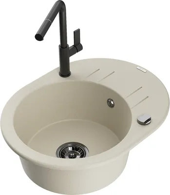 Produktbild von Mexen Kevin 1 Becken-Granitspüle mit Abtropffläche und Mischbatterie Flora, Beige - 6517-69-670401-70-B