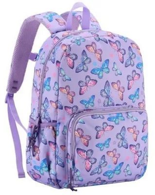 Productafbeelding van Rugzak voor kinderen, meisjes en jongens, 9,5 liter, paars met vlinderprint, met borstband, geschikt voor de basisschool, reizen en outdoor activiteiten