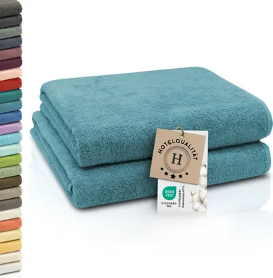 Produktbild von 2er Set Badetücher, 100% Baumwolle, 100x150 cm, 420g/qm, petrol