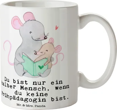 Produktbild von Mr. & Mrs. Panda Kaffeetasse Frühpädagogin Herz - Weiß - Geschenk, Ausbildung, Studium, Tasse, Kaffeepott, schöne, Spruch, Becher, Kaffeebecher, Lustig, keramik