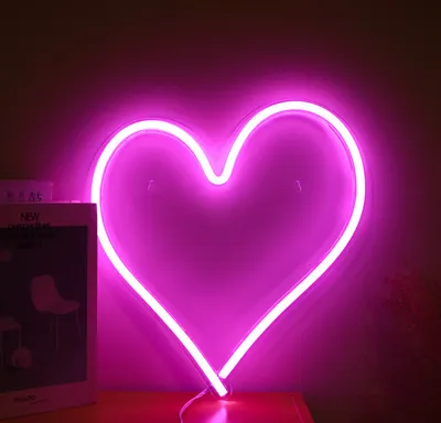 Produktbild von LED Neonlicht Zeichen Herz Nachtlicht USB mit Acryl Zurück Panel Home Party Hochzeit Bar Deko Lampe