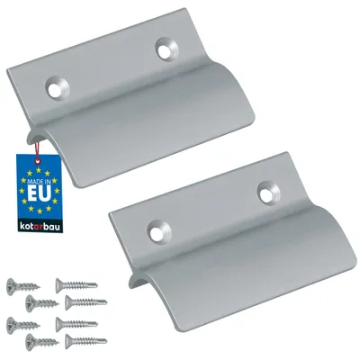 Zdjęcie produktu dla KOTARBAU® 2 szt. Pochwyt Balkonowy z Ogranicznikiem 65 x 45 mm Aluminium Uchwyt do Okna Klamka do Drzwi Balkonowych Aluminium Srebrny
