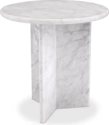 Produktbild von Casa Padrino Luxus Beistelltisch Weiß Ø 45 x H. 45 cm - Runder Beistelltisch aus hochwertigem Carrara Marmor - Luxus Marmor Möbel