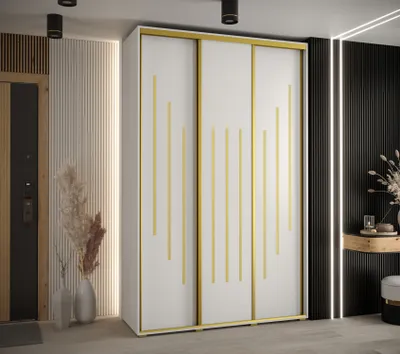 Obrázok produktu pre Šatníková skriňa ASIRI 8 - 150/60 cm, biela / zlatá