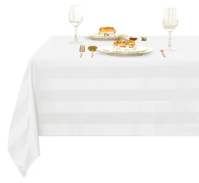 Produktbild von Tischdecke Gestreift Abwaschbar Wasserabweisend Weiß 130 x 130 cm