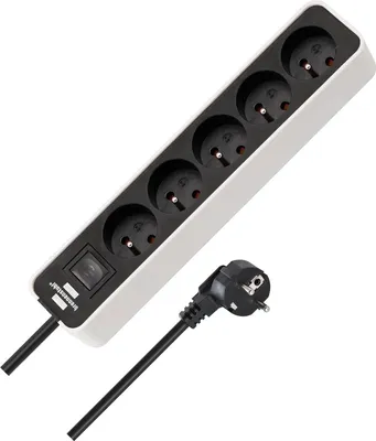 Produktbild von Brennenstuhl 1153254520, 5 m, Drinnen, IP20, Schwarz, Weiß, 5 AC-Ausgänge, 230 V