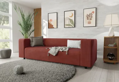 Produktbild von S-STYLE MÖBEL - Malin - Modernes Sofa 3 sitzer aus Terrakotta Cord-Stoff mit bequemem Sitz
