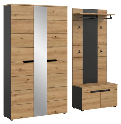 Produktbild von Garderoben-Set Canu 5 | Basalt grau / Artisan | 3-teilig