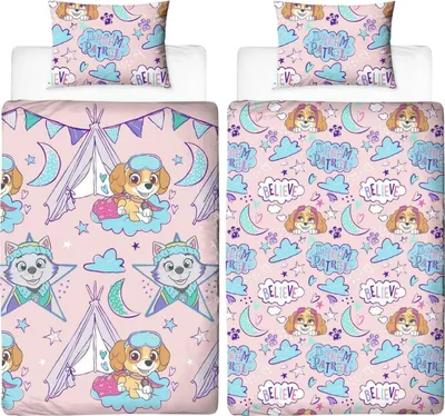 Image de Paw Patrol - "Sleepover", linge de lit, réversible TC255 (lit simple) (Multicolore)