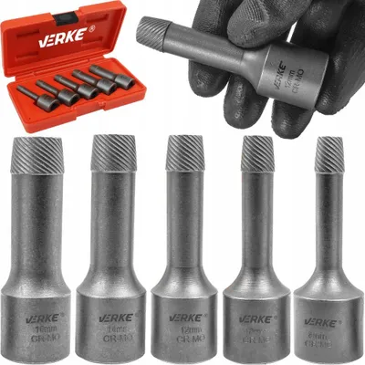 Verke V86482 Schraubenausdreher-Set, 5-teilig, 8–16 mm, 1/2 Zoll