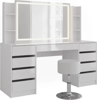 Obrázek produktu pro Toaletní stolek Vicco Sherry Bílá/bílý vysoký lesk 158.2 cm 5 dílů, Model 57661