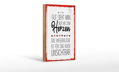 Produktbild von Holzschild Spruch Gut sieht man nur mit dem Herzen 12x18 cm