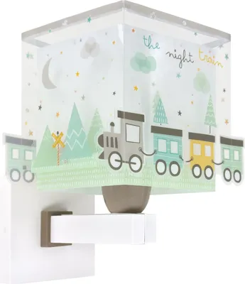 Produktbild von Bunte Wandleuchte für Kinderzimmer mit Zug-Motiv, leuchtet im Dunkeln