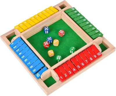 Produktbild von alpas Shut The Box 4-Spieler,Klappbrett Spiel,Würfelspiel aus Holz,Brettspiel aus Holz,Brettspiele ab 7 8 9 10 + Jahre,Reisespiele,Traditionelle Kneip