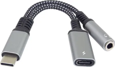 Produktbild von Reduzierstück USB-C /3,5mm Klinke mit DAC Chip + USB-C zum Laden 13cm