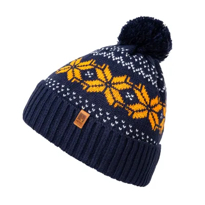 Immagine prodotto di Cappello Invernale Unisex Norvegese HEYO con Pon Pon Blu-Miele Taglia Unica