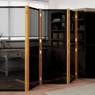 Produktbild von vidaXL 6 tlg. Raumteiler Schwarz 420x180 cm - Raumteiler - Paravent - Raumtrenner - Trennwand