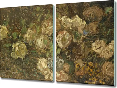 Produktbild von Coloray Herdabdeckplatte 2x40x52 cm Schneidebrett Kochplattenabdeckung Küchenbrett Hackbrett - Monet Blumen
