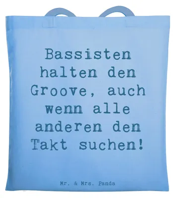 Produktbild von Mr. & Mrs. Panda Einkaufstasche Spruch Bassgitarre Groove - Sky Blue - Geschenk, Bassist, Lernen, totebag, Musik, Laptoptasche, Schultasche, Musikband, Musikinstrument