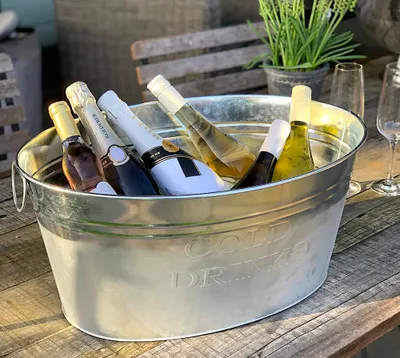 Produktbild von Getränkekühler Zinkwanne XL Cold Drinks Goßer Sektkühler f. Flaschen Gartenparty