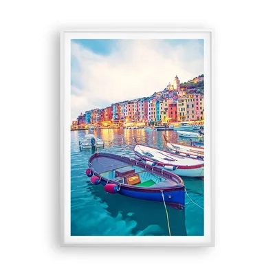 Produktbild von Gerahmtes Poster - Weißer Rahmen - Porto Boote die Farben - 70x100 cm - Wand Bild - Wanddeko - Wandbilder - Kunstposter - Wandposter - Bilderrahmen - Bilder - Kunstdruck - P2WPA70x100-4395