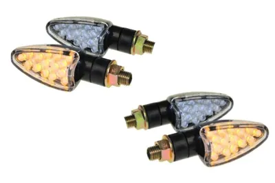 Zdjęcie produktu dla Kierunkowskazy motocyklowe LED Leo krótkie czarne przezroczyste zestaw 4 szt
