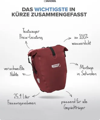 Produktbild von Famanu Fahrradtasche 100% wasserdicht - verschiedene Farben