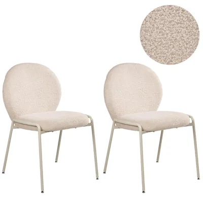 Zdjęcie produktu dla BELIANI Zestaw 2 krzeseł jasnobeżowe tapicerowane boucle z metalowymi nogami retro design bez podłokietników