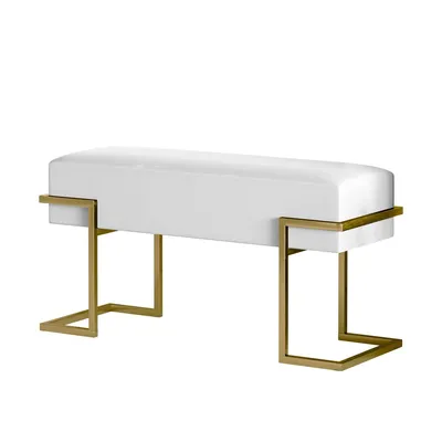 Produktbild von BETTSO Designerbank CELY 80 – Weiß Ecru Samtpolsterung, goldenes Metallgestell, 80 cm