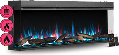 Produktbild von BALDERIA Elektrokamin Athena 60" | Einbaukamin, 3D-Flammeneffekt, Ambientebeleuchtung, Heizung 1500W, App, Knistereffekt, Timer, Thermostat | Schwarz