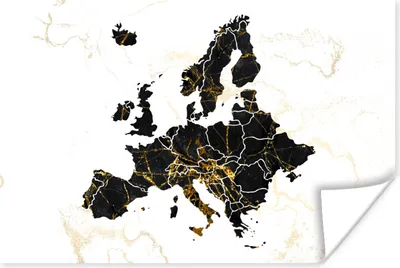 Produktbild von MuchoWow® Poster Karte - Europa - Marmor 180x120 cm - Fotoplakat
