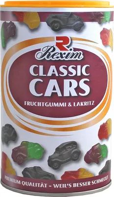 Produktbild von Rexim Classic Cars Fruchtgummi & Lakritz 250g