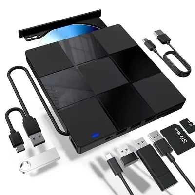 Produktbild von Externes DVD Laufwerk CD Laufwerk Extern mit USB 3.0 Type-C Tragbar Externe Laufwerk für Laptop PC DVD Laufwerk Extern Plug und Play CD-ROM Brenner