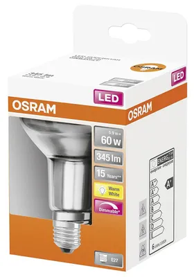 Zdjęcie produktu dla LEDVANCE 4058075433328, 4,9 W, 60 W, E27, 345 lm, 25000 h, Ciepłe białe