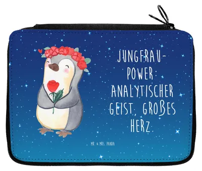Produktbild von Mr. & Mrs. Panda Bleistiftetui Jungfrau Astrologie - Sternenhimmel Blau - Geschenk, Schlampermäppchen, reiseetui, Sternzeichen, Geschenke für Frauen, Federmappe, Etui
