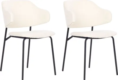 Produktbild von BELIANI Esszimmerstuhl 2er Set Hellbeige Stoffbezug mit Schwarzen Metallbeinen Ohne Armlehnen Modernes Design Stuhl für Küche Esszimmer Wohnzimmer