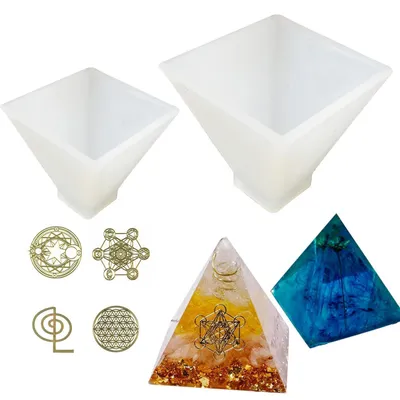 Productafbeelding van 2 stuks siliconen mal, piramidevorm, gietvorm voor hars, sieraden, decoratie, 50/40 mm